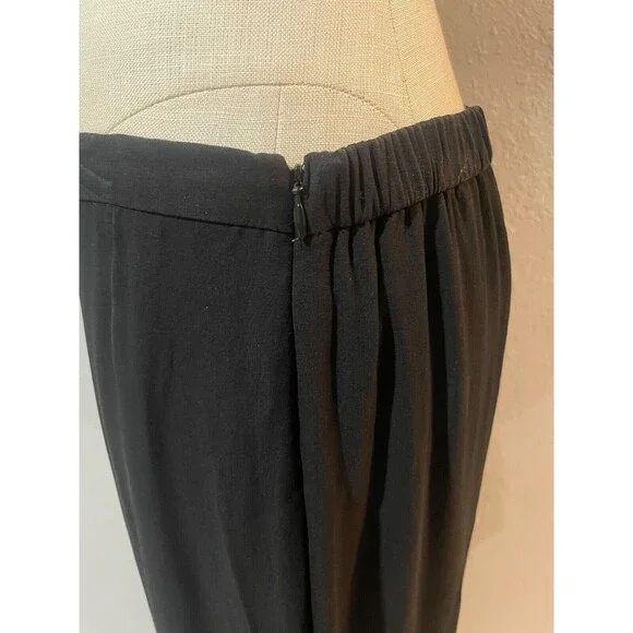 St. John Evening Women’s Santana Knit Silk Ruffle 2pc Pant Suit size 14 Black - Picture 4 of 11